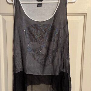 Women's Skull Sleeveless Shirt Sheer Size Large